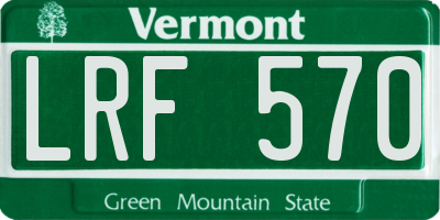 VT license plate LRF570