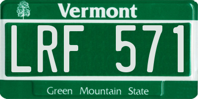 VT license plate LRF571