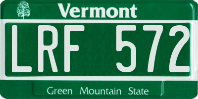 VT license plate LRF572