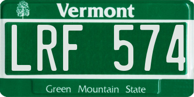 VT license plate LRF574