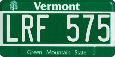 VT license plate LRF575