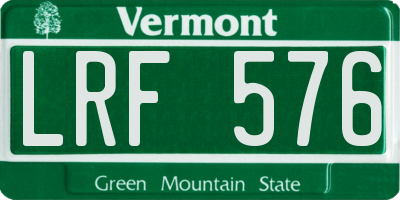 VT license plate LRF576