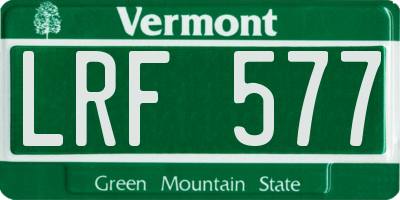 VT license plate LRF577