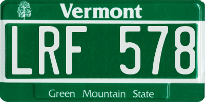 VT license plate LRF578