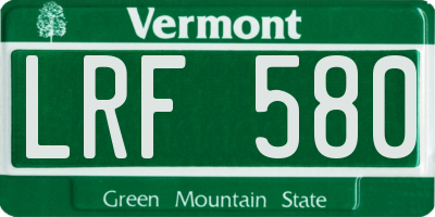 VT license plate LRF580