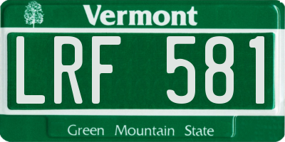 VT license plate LRF581