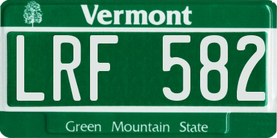 VT license plate LRF582