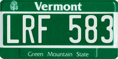 VT license plate LRF583
