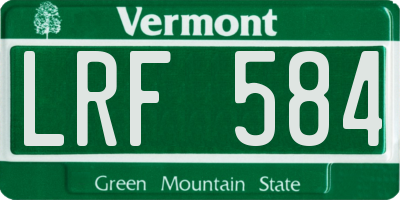 VT license plate LRF584