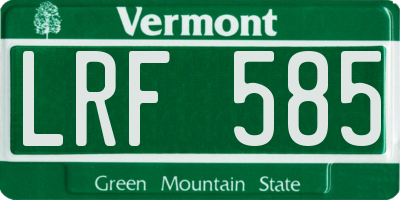 VT license plate LRF585