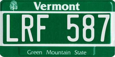 VT license plate LRF587