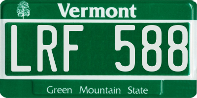 VT license plate LRF588
