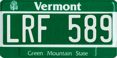 VT license plate LRF589