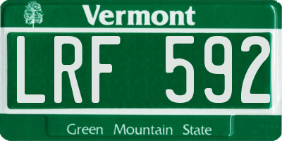 VT license plate LRF592