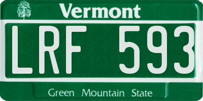 VT license plate LRF593