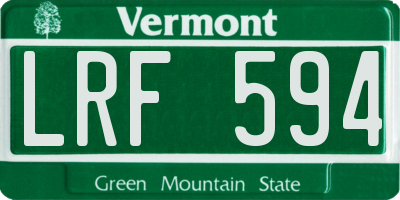 VT license plate LRF594