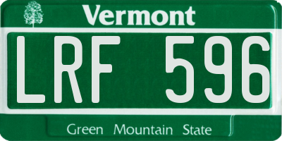 VT license plate LRF596