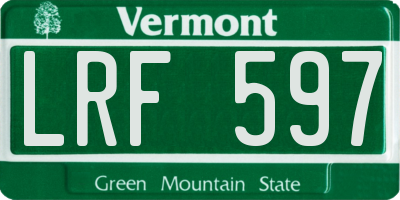 VT license plate LRF597