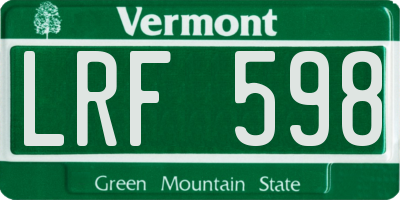 VT license plate LRF598