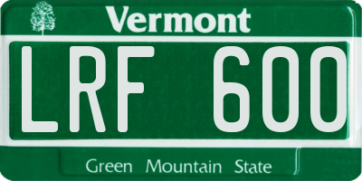 VT license plate LRF600