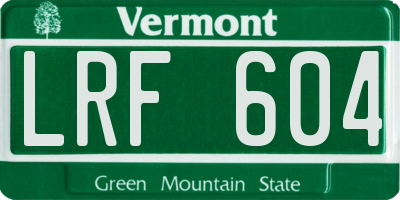 VT license plate LRF604