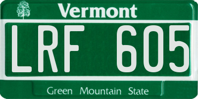 VT license plate LRF605