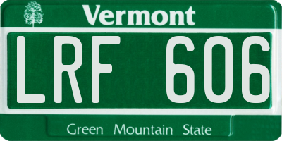 VT license plate LRF606