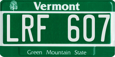 VT license plate LRF607