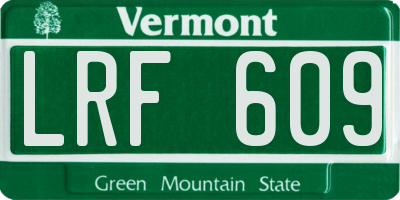 VT license plate LRF609