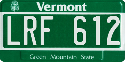 VT license plate LRF612