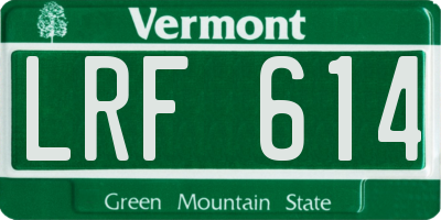 VT license plate LRF614