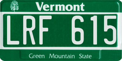 VT license plate LRF615
