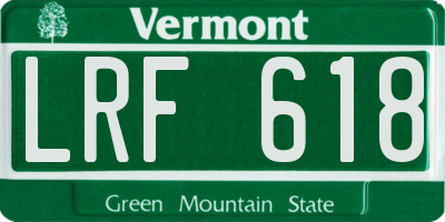 VT license plate LRF618