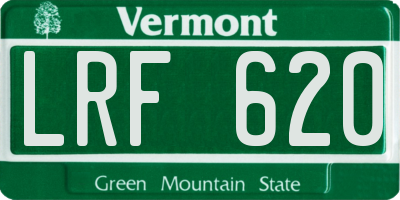 VT license plate LRF620