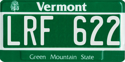 VT license plate LRF622