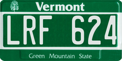 VT license plate LRF624