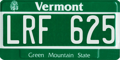 VT license plate LRF625