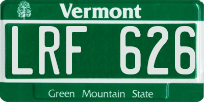 VT license plate LRF626
