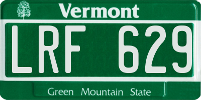 VT license plate LRF629