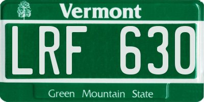 VT license plate LRF630