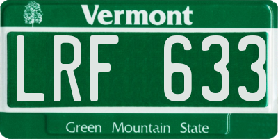 VT license plate LRF633