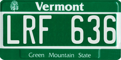 VT license plate LRF636