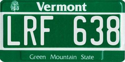 VT license plate LRF638