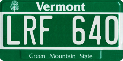 VT license plate LRF640