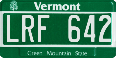 VT license plate LRF642
