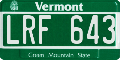 VT license plate LRF643