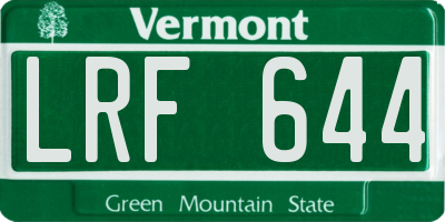VT license plate LRF644