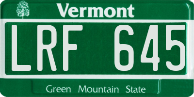 VT license plate LRF645