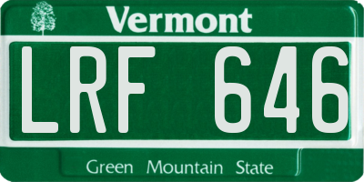 VT license plate LRF646