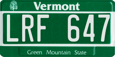 VT license plate LRF647